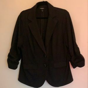 Torrid Black Blazer with Ruched Sleeves (Size 0X)